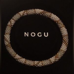 🤍💛 Lotus Sky Cream, Gold Himalayan Bracelet 💛🤍